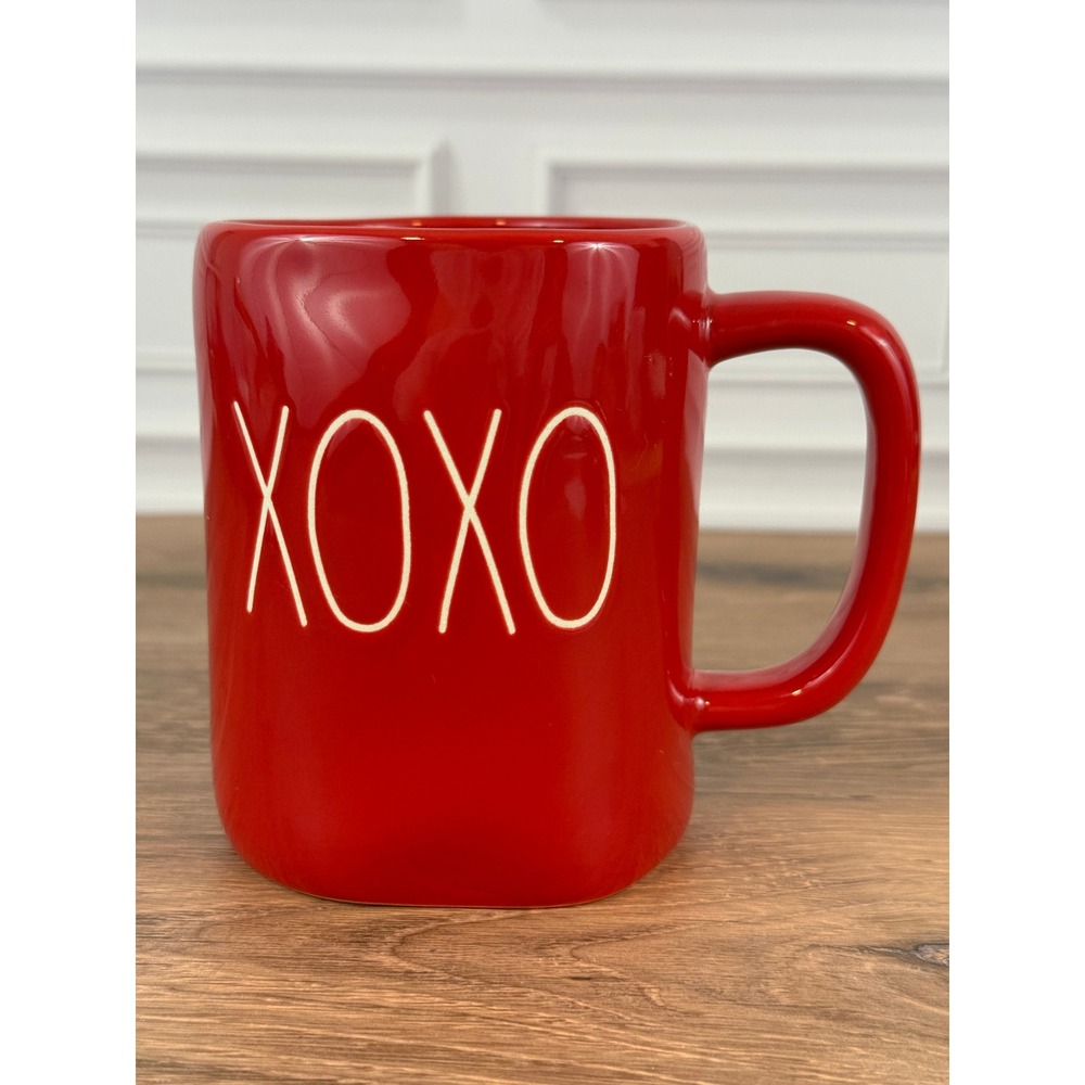 Rae Dunn "XOXO" Large Letters Red 4 1/4" Mug